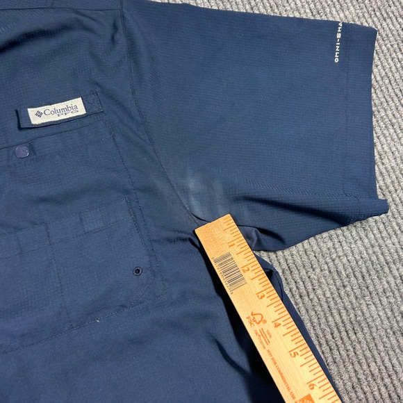 Columbia Shirt Men's XL PFG Atlanta Braves Short Sleeve Fishing Baseball Navy - Picture 7 of 7